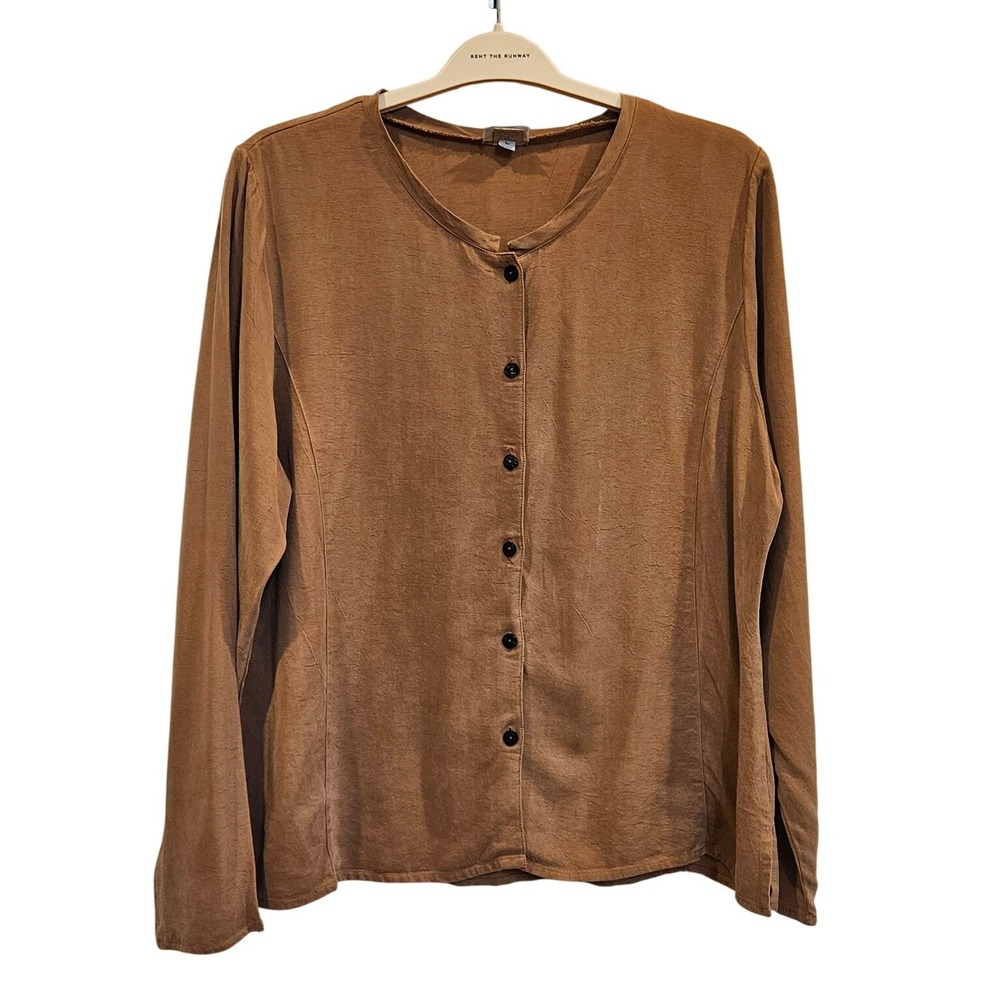 Habitat Clothes to Live In Brown Tencel‎ Rayon Button Front Cardigan Top Large
